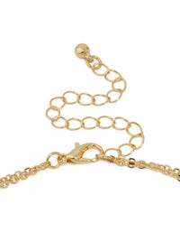 Gold Plated Cubic Zirconia Bezel Letter M Layered Necklace - link has visual effect only
