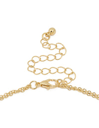 Gold Plated Cubic Zirconia Bezel Letter R Layered Necklace - link has visual effect only