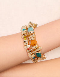 Multicoloured Chipped Beaded Stretch Bracelets 2-Pack - link has visual effect only