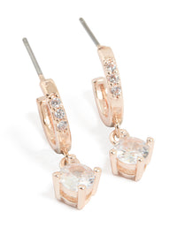 Rose Gold Plated Cubic Zirconia Huggie Drop Earrings - link has visual effect only