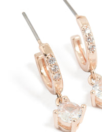 Rose Gold Plated Cubic Zirconia Huggie Drop Earrings - link has visual effect only