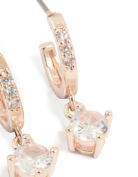 Rose Gold Plated Cubic Zirconia Huggie Drop Earrings - link has visual effect only