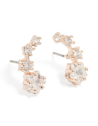 Rose Gold Plated Cubic Zirconia Graduating Star Stud Earrings - link has visual effect only