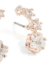 Rose Gold Plated Cubic Zirconia Graduating Star Stud Earrings - link has visual effect only