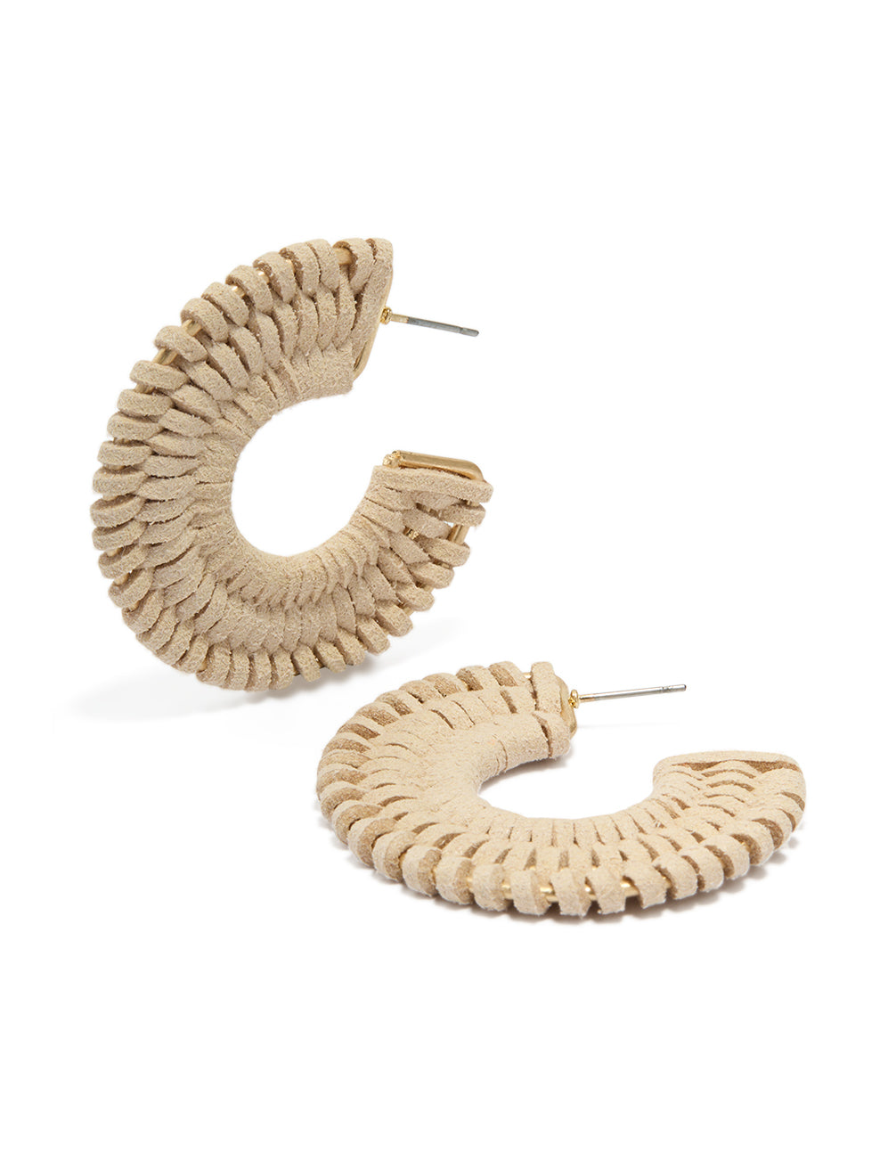 Gold Suede Braided Hoop Earrings