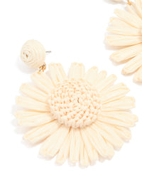 Gold Raffia Flower Drop Earrings - link has visual effect only