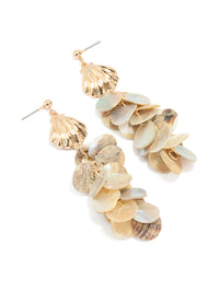 Gold Genuine Shell Circle Drop Earrings - link has visual effect only