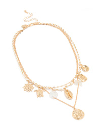 Gold Sea Charm Layered Necklace - link has visual effect only