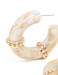 White Acrylic Diamante Hoop Earrings - link has visual effect only
