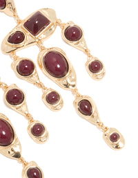 Gold Red Stone Mixed Shape Drop Earrings - link has visual effect only