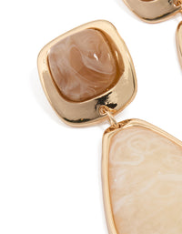 Gold Organic Stone Diamond-Shaped Drop Earrings - link has visual effect only