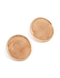 Gold Stone Circle Stud Earrings - link has visual effect only