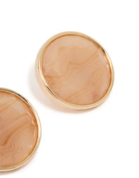 Gold Stone Circle Stud Earrings - link has visual effect only