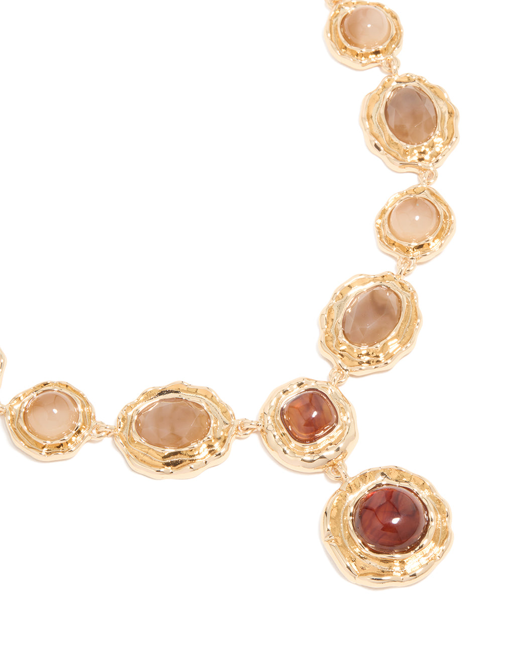 Gold Red Stone Molten Y-Necklace