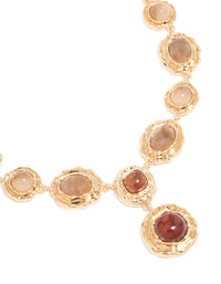 Gold Red Stone Molten Y-Necklace - link has visual effect only