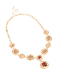 Gold Red Stone Molten Y-Necklace - link has visual effect only
