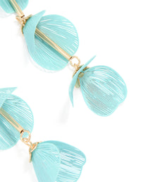 Gold Blue Filigree Flower Drop Earrings - link has visual effect only