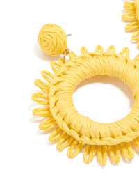 Gold Yellow Raffia Circle Drop Earrings - link has visual effect only