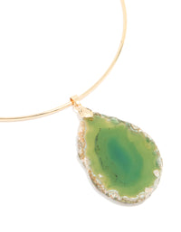 Gold Green Marbled Stone Torque Necklace - link has visual effect only