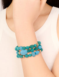 Gold Blue Beaded Stretch Bracelets 3-Pack - link has visual effect only