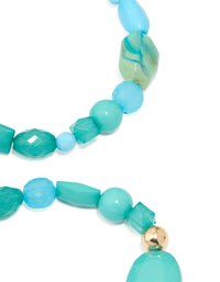 Gold Blue Beaded Stretch Bracelets 3-Pack - link has visual effect only