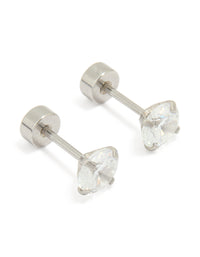 Kids Surgical Steel Cubic Zirconia 1 Carat Flat Back Studs - link has visual effect only
