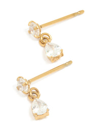 Gold Plated Surgical Steel Small Cubic Zirconia Drop Earrings - link has visual effect only