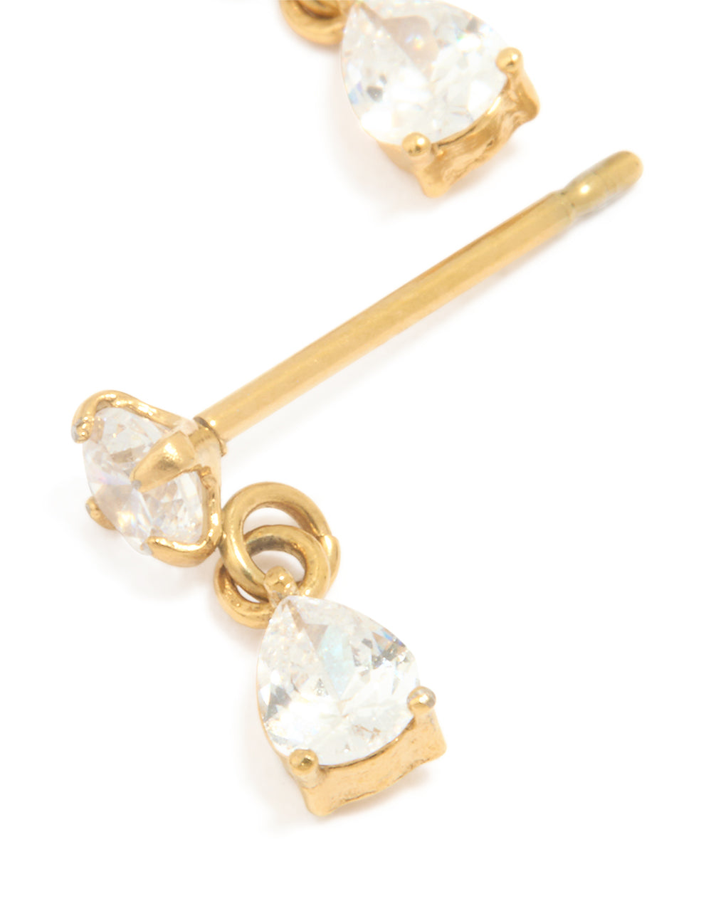 Gold Plated Surgical Steel Small Cubic Zirconia Drop Earrings