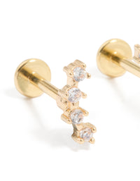 Gold Plated Surgical Steel Cubic Zirconia Flat Back Studs 2-Pack - link has visual effect only