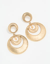 Antique Gold Round Double Drop Earrings - link has visual effect only