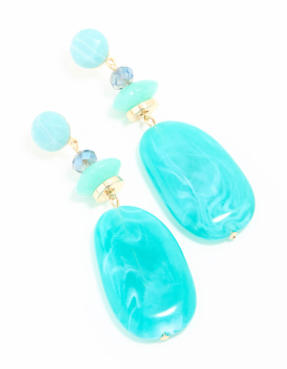 Blue Acrylic Beaded Drop Earrings