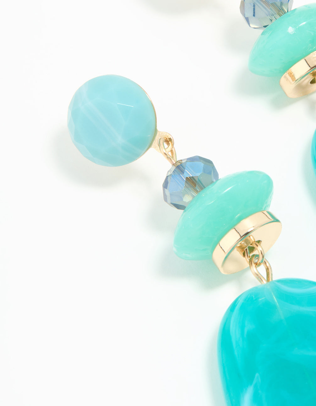 Blue Acrylic Beaded Drop Earrings