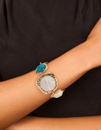 Gold Multicoloured Organic Stones Bracelet - link has visual effect only