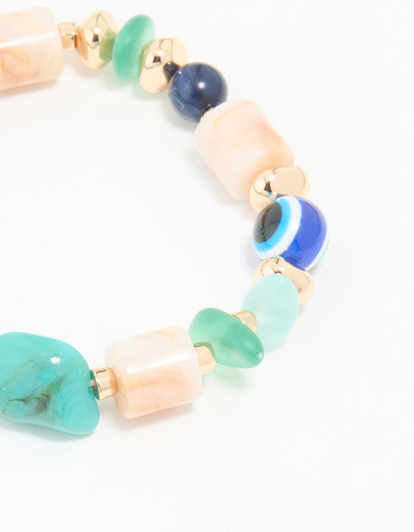 Multicoloured Acrylic Beaded Stretch Bracelets 3-Pack