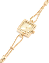 Gold Square Toggle Chain Watch - link has visual effect only