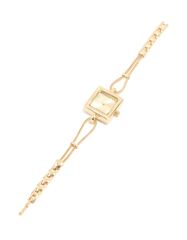Gold Square Toggle Chain Watch