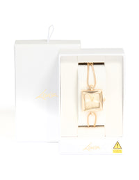 Gold Square Toggle Chain Watch - link has visual effect only