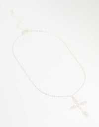 Silver Plated Cubic Zirconia Large Cross Pendant Necklace - link has visual effect only