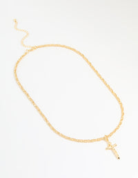 Gold Plated Twisted Chain Cross Necklace - link has visual effect only