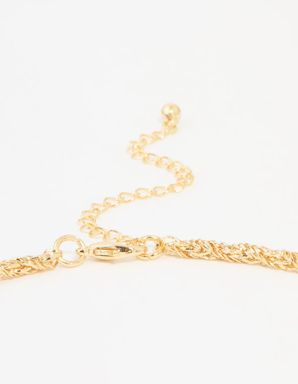 Gold Plated Twisted Chain Cross Necklace