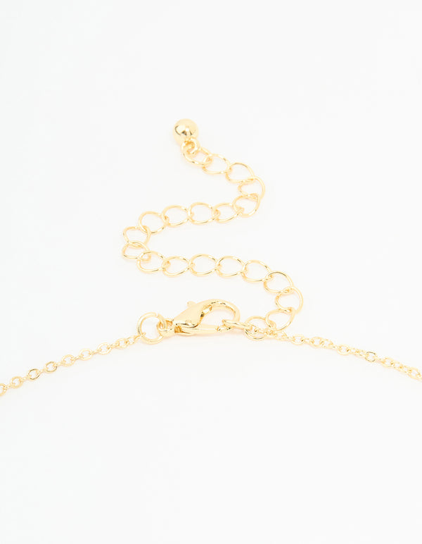 Gold Plated Diamante Ball Molten Cross Necklace