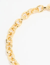 Gold Plated Heart Chain Fob T & O Bracelet - link has visual effect only