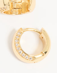 Gold Plated Cubic Zirconia Outline Bold Huggie Earrings - link has visual effect only
