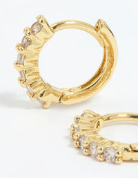 Gold Plated Cubic Zirconia Thin Huggie Earrings - link has visual effect only