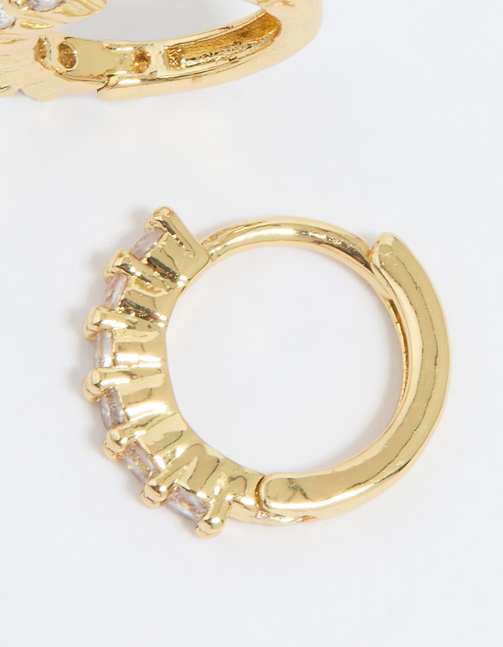 Gold Plated Cubic Zirconia Thin Huggie Earrings