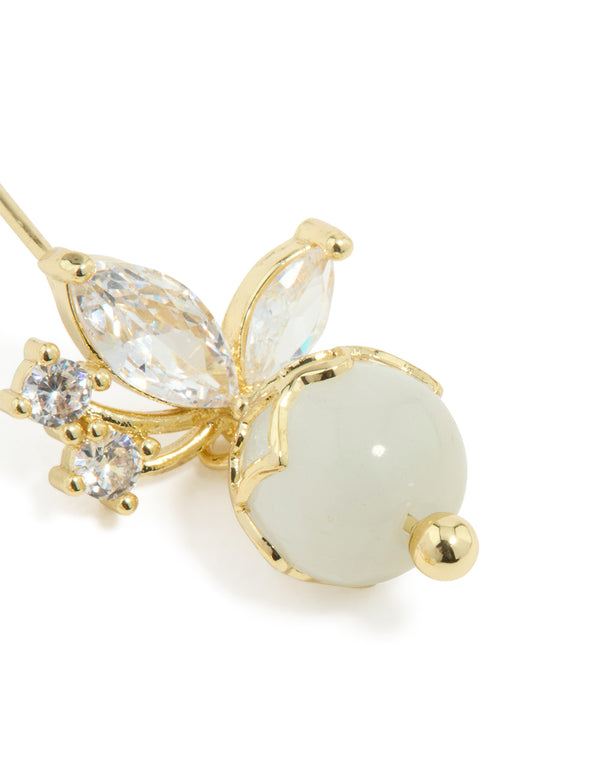 Gold Plated Cubic Zirconia Butterfly Cutout Drop Earrings