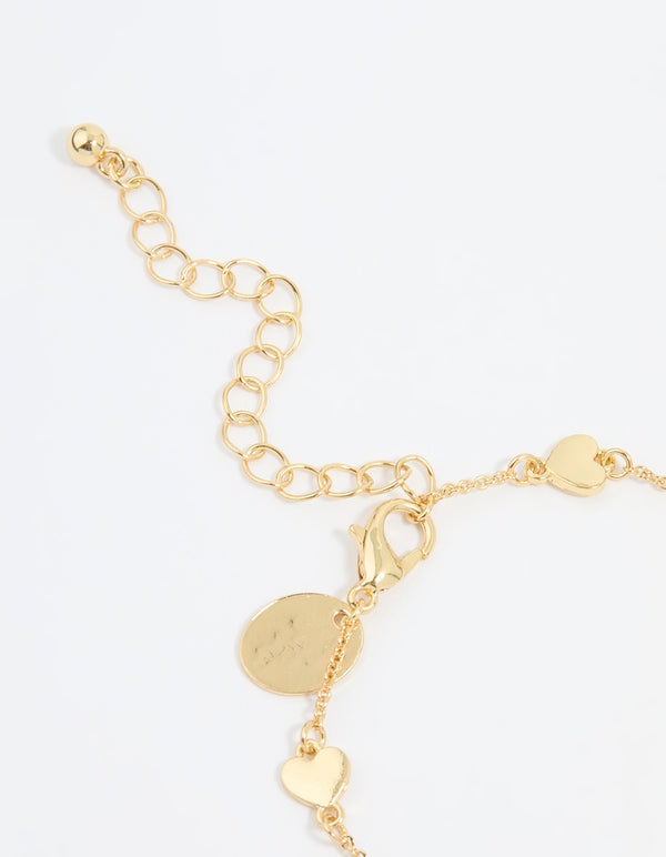 Gold Plated Cubic Zirconia & Heart Bracelet
