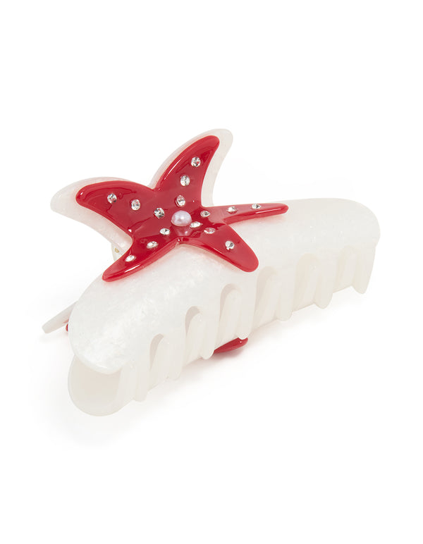 Pink Starfish Curved Claw Clip
