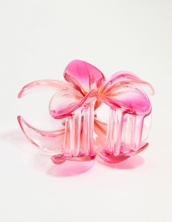 Pink & Orange Frangipani Ombre Tropical Claw Clip