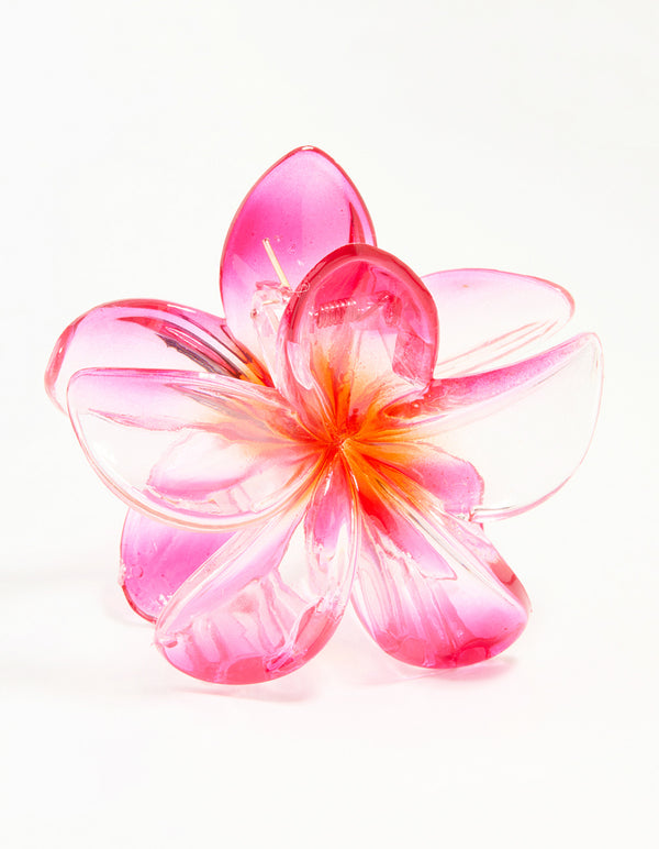 Pink & Orange Frangipani Ombre Tropical Claw Clip